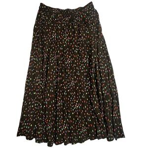 Plus‎ Size 90s Vintage Sequel Multi Color Confetti Rayon Midi Skirt Black  Sz 16